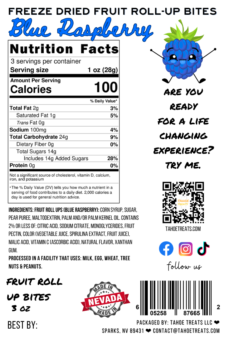 Nutrition facts for CRUNCH BITES - Blue Raspberry