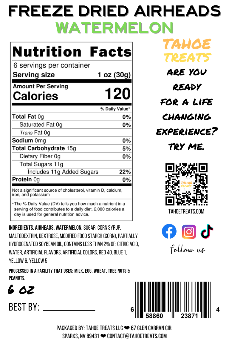 Nutrition facts for FRUIT CHIPS - Watermelon