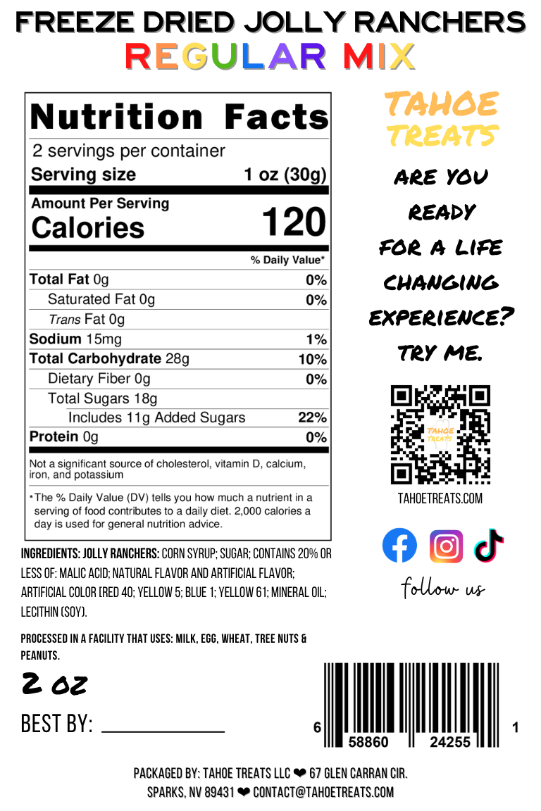 Nutrition facts for FRUITY PUFFS - Regular Mix