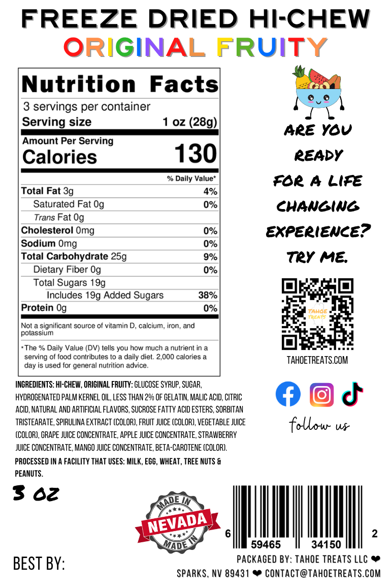 Nutrition facts for HI-CRUNCH - Regular Mixed Fruit
