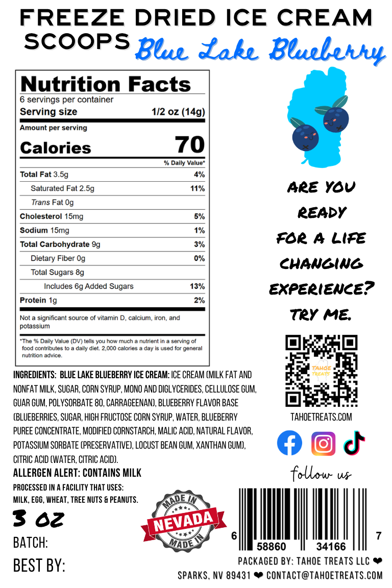 Nutrition facts for ICE CREAM SCOOPS - Blueberry