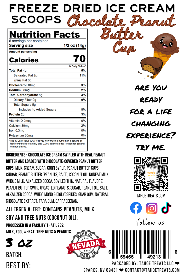Nutrition facts for ICE CREAM SCOOPS - Choc. Peanut Butter Cup