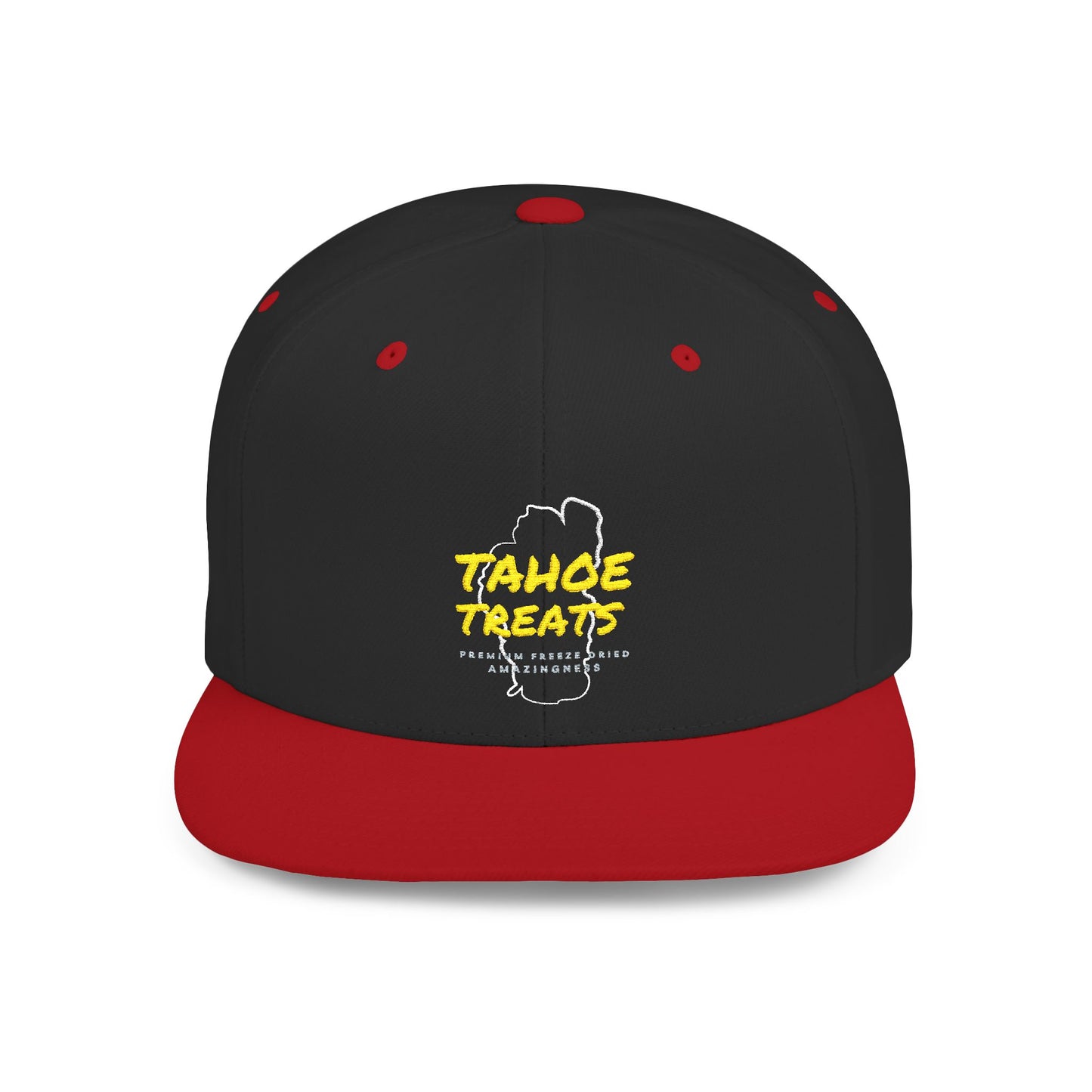 Tahoe Treats Snapback Hat — Retro Script Logo Flat Bill Cap