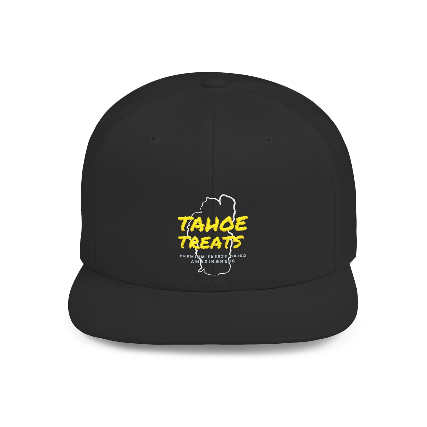 Tahoe Treats Snapback Hat — Retro Script Logo Flat Bill Cap
