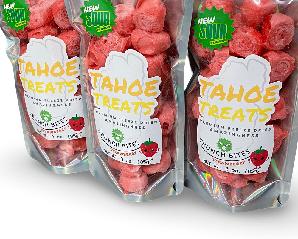 Freeze Dried Sour Strawberry Crunch Bites by Tahoe Treats