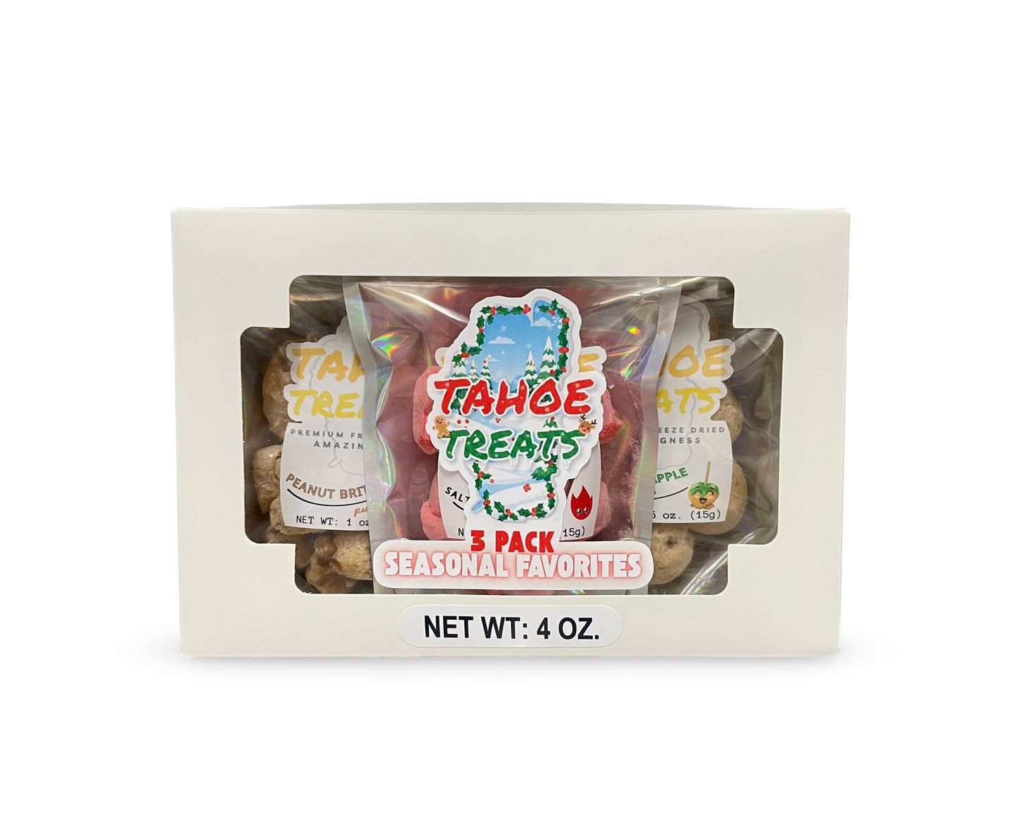 Seasonal Favorites Freeze-Dried Candy Gift Box (3-Pack) | Christmas Peanut Brittle, Cinnamon Taffy & Caramel Apple Treats