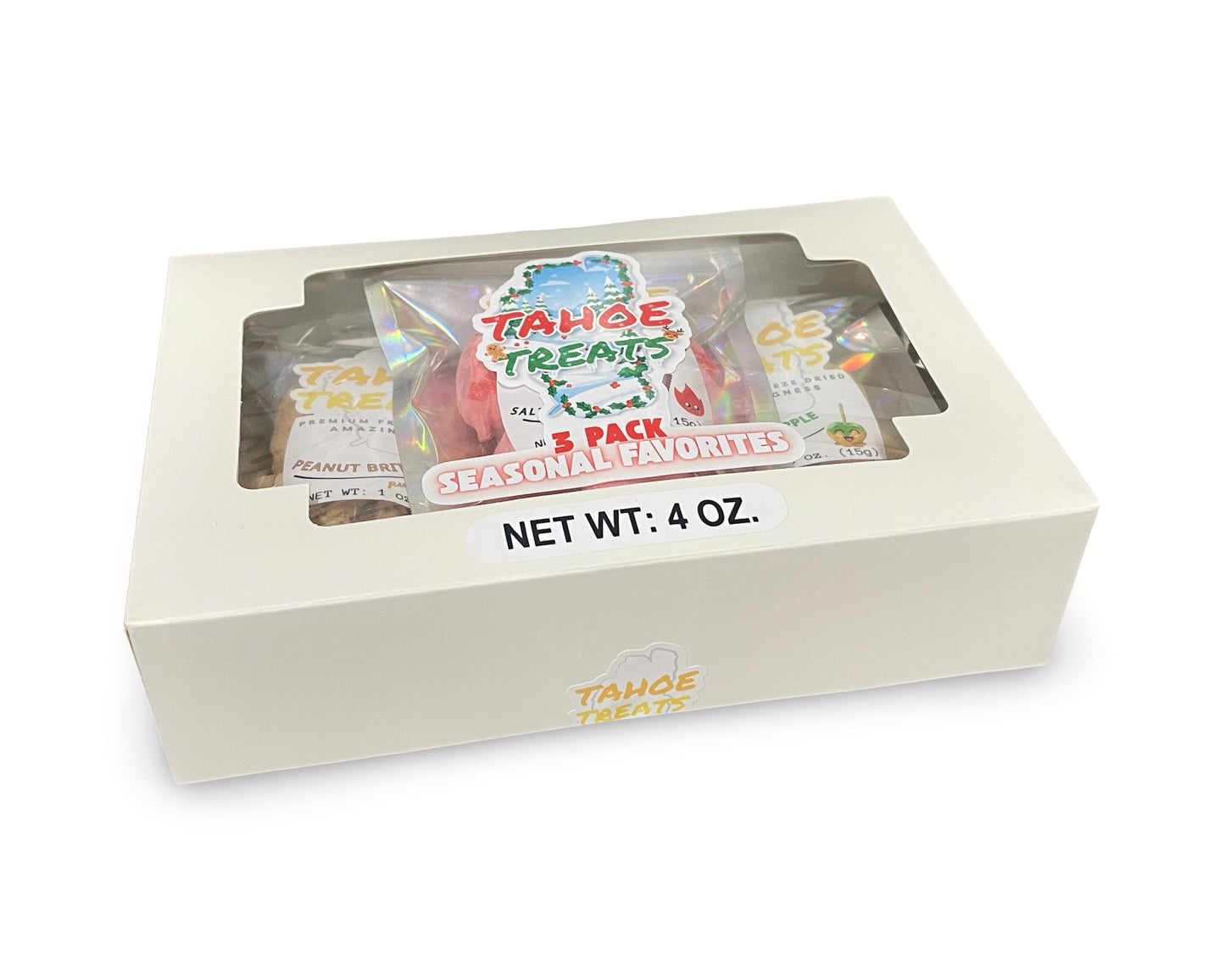 Seasonal Favorites Freeze-Dried Candy Gift Box (3-Pack) | Christmas Peanut Brittle, Cinnamon Taffy & Caramel Apple Treats