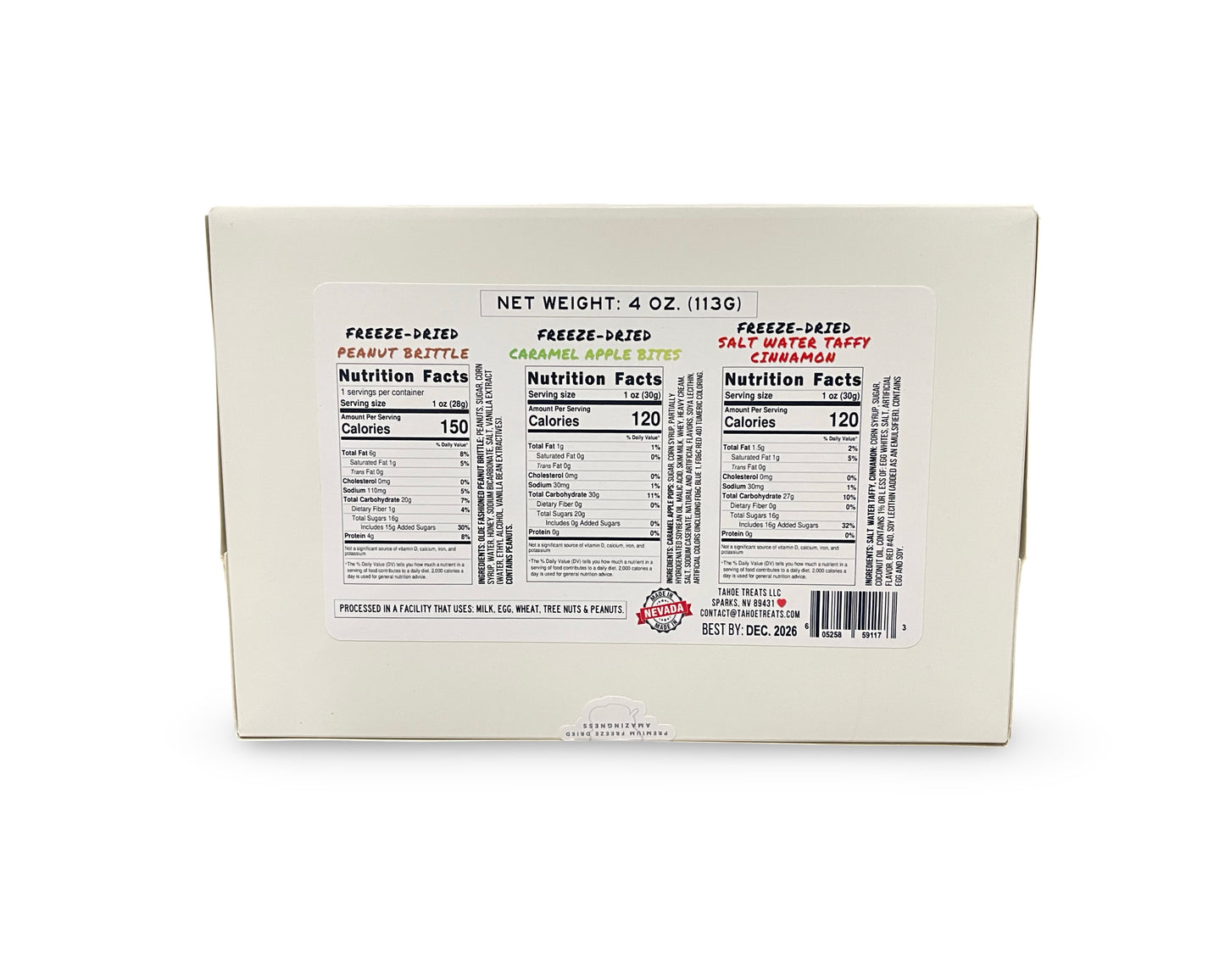 Seasonal Favorites Freeze-Dried Candy Gift Box (3-Pack) | Christmas Peanut Brittle, Cinnamon Taffy & Caramel Apple Treats