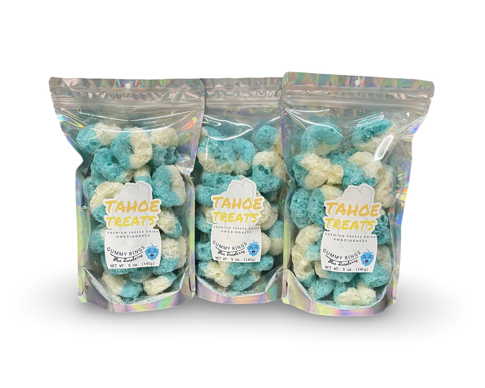 Freeze Dried Blue Raspberry Gummy Rings by Tahoe Treats