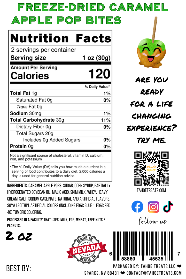 Nutrition facts for CARAMEL APPLE BITES