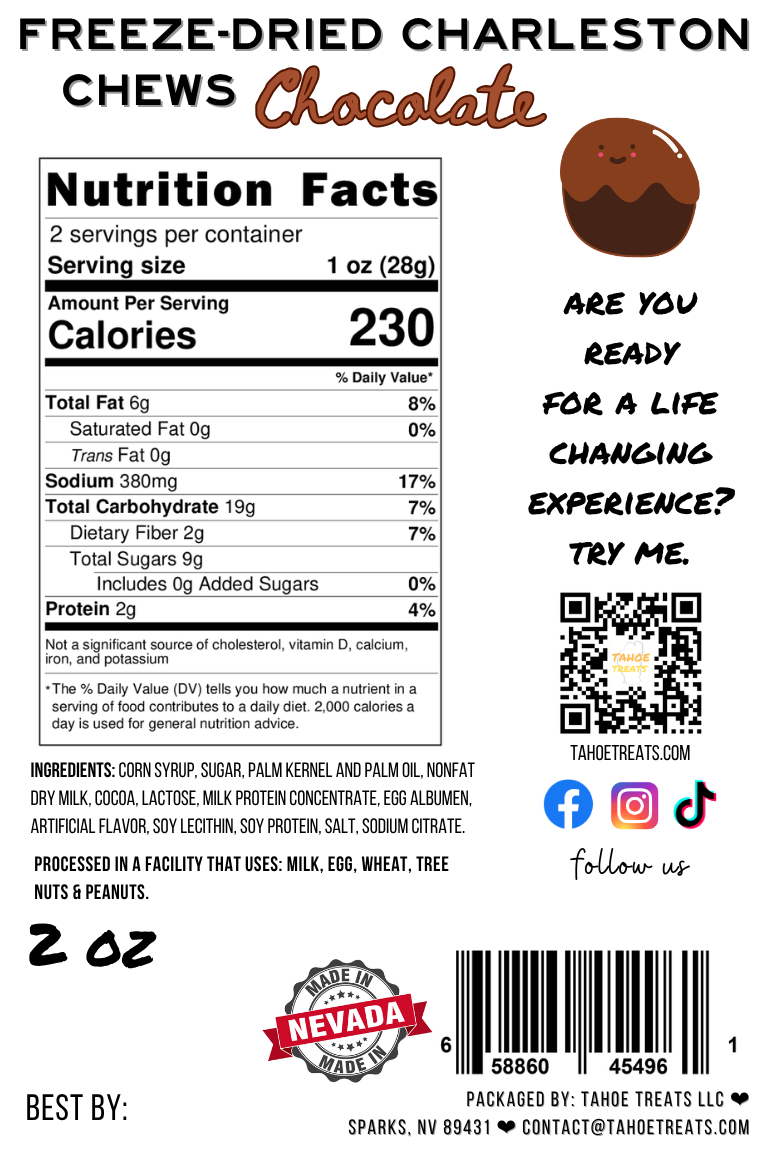 Nutrition facts for CHARLIE PUFFS - Chocolate [seasonal]