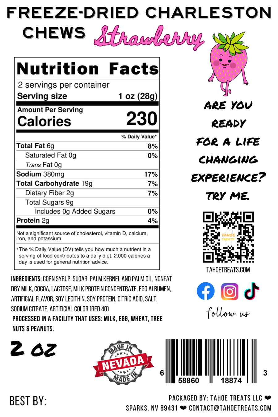 Nutrition facts for CHARLIE PUFFS - Strawberry [seasonal]