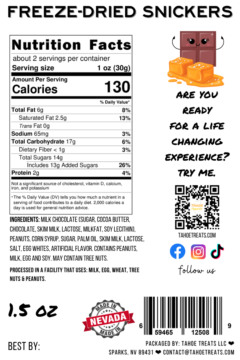 Nutrition facts for CHOC. CARAMEL NUT BALLS - 1.5 oz
