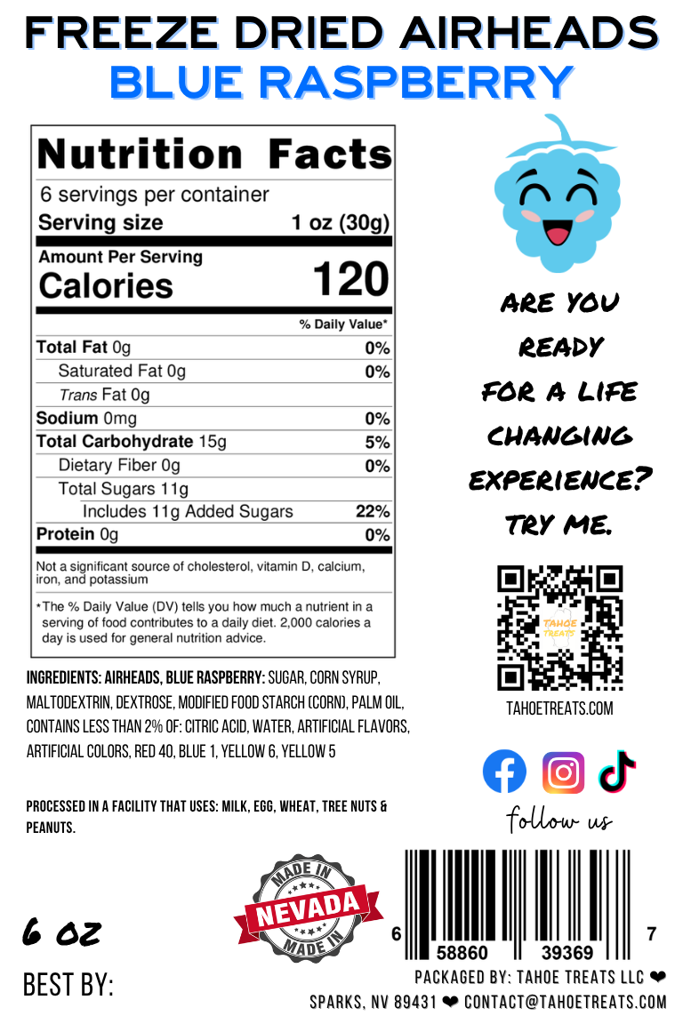 Nutrition facts for FRUIT CHIPS - Blue Raspberry