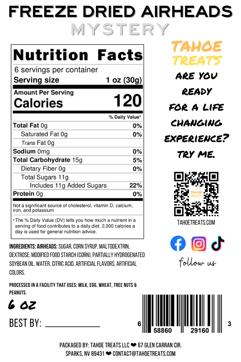Nutrition facts for FRUIT CHIPS - Mystery