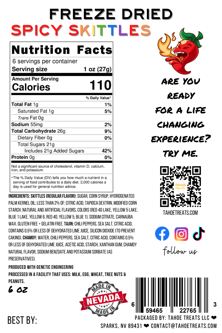 Nutrition facts for RAINBOW CRUNCH - Spicy