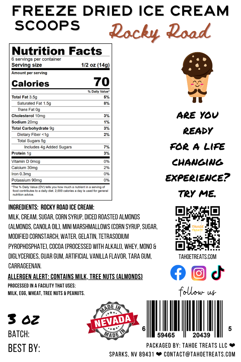 Nutrition facts for ICE CREAM SCOOPS - Rocky Road