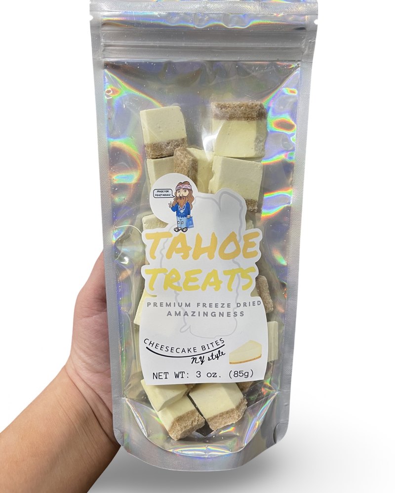Fishetarian mascot on a custom cheesecake bites label